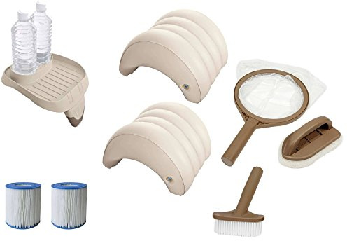 Set di accessori da 8 pezzi per vasche idromassaggio Intex PureSpa (2x filtro S1, 1x vassoio 28500, 2x poggiatesta 28501, set di pulizia 28004)