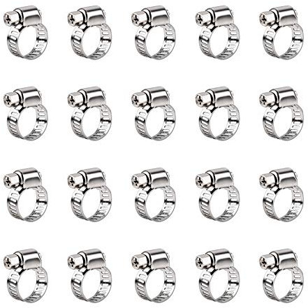 INCREWAY Fascette stringitubo regolabili, 20 fascette stringitubo in acciaio inox lucido, resistenti, adatte per tubi di diametro 6-12 mm (argento)