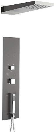 Milano Ryuku Thermostatic Shower Tower Panel Waterblade Head Body Jets Handset - Gunmetal Grey