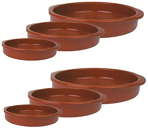 6er Set - Mediterrane Tapasschale - Rund aus Ton, pflegeleicht (je 2 Stück Ø12, 16 und 20cm)