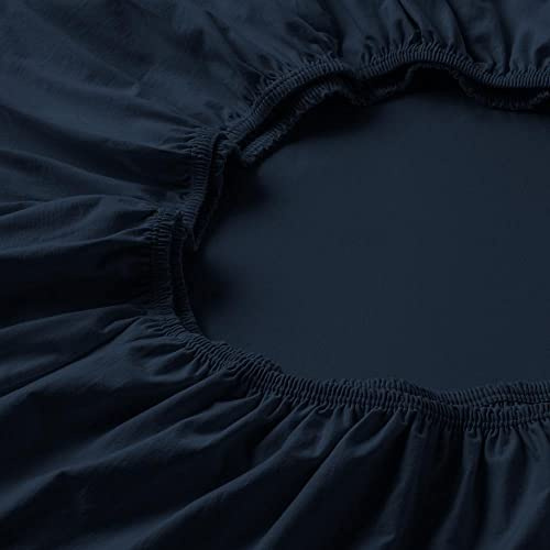 ESTELLA Spannbetttuch Feinjersey | Indigo | 150x200 cm | bügelfreie & trocknerfeste Qualität | Rundumgummi | 100% Baumwolle