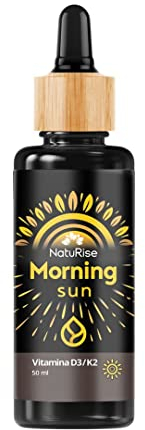 NatuRise® Vitamin D3 K2 Tropfen 50ml | Hochdosiert | Pro Tagesdosis 1000 I.E. | Geschmacksneutral | Pipette und Dosierskala | Vegetarisches & Natürliches Vitamin D | UV-Glas