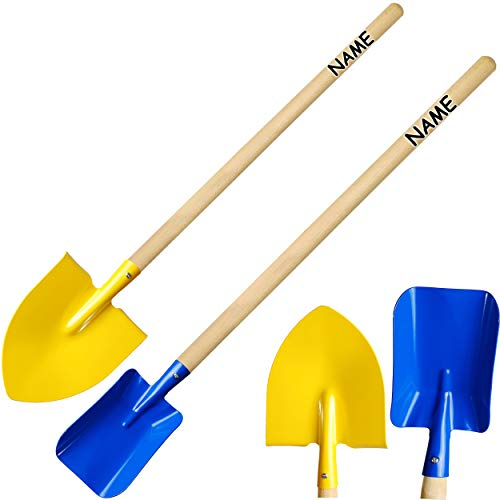 alles-meine.de GmbH 2 TLG. Set Kinder - Spatenschaufel/Spaten + Schaufel - aus Holz & Metall - BUNT - inkl. Name - 80 cm lang - stabile Gartengeräte/Gartenset - Kinderschau..