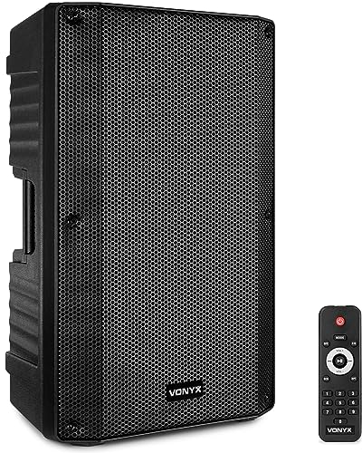 Vonyx VSA15BT - Aktivlautsprecher, Bluetooth, 1000 Watt PA Anlage, PA Lautsprecher Aktiv mit 15 Zoll Subwoofer, Bi-Amp, Mikrofon-Input, Equalizer, Gitarreneingang MP3-Player, PA Boxen für Gitarristen