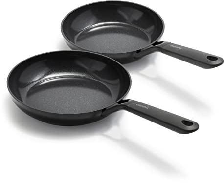 GreenPan SmartShape Healthy Ceramic Non-Stick 20 cm and 28 cm Frying Pan Skillet Set with Pan Protector, PFAS-Free, Induction Suitable, Oven Safe, Black