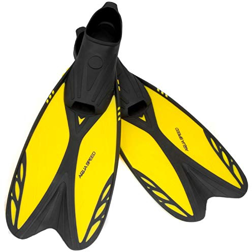 Aqua Speed Schnorchelflossen | Flossen | Taucherflossen elastisch | Schwimmflossen Pool | Snorkeling Fins | Schwarz - Gelb | Gr. 28-30 | Vapor