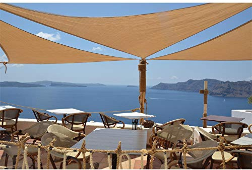 Sonnensegel HDPE 5x5m Sand | wasserdurchlässig UV-Schutz Sonnenschutz aus reißfestem Polyester wetterfest Garten Balkon Terrasse Camping