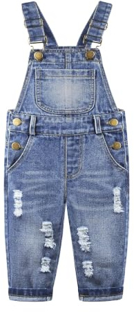 KIDSCOOL Peto Vaquero Bebé Rasgado y Desgastado Estilo Babero