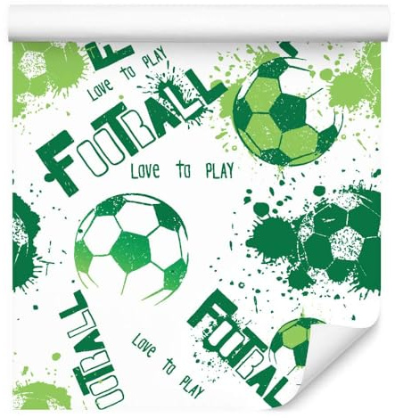Muralo Tapete 10m Rolle Vlies Tapete Fußball Sport Kinder Junge Spielen Lächeln Vliestapete 1000 x 53cm Wand Tapete Wohnzimmer Kinderzimmer Moderne Wanddeko Wand Dekoration