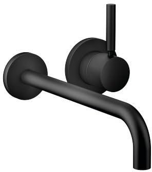 Dornbracht Meta Waschtisch-Wand-Einhandbatterie ohne Ablaufgarnitur, Ausladung 250 mm, mit Biegeradius 90°, Farbe: Schwarz Matt - 36863660-33