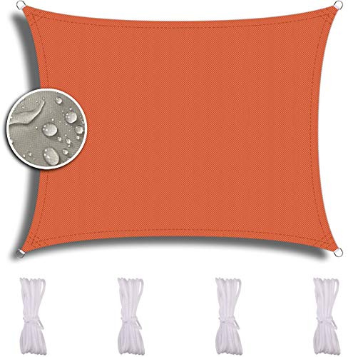 ZQXFZ Voile D'Ombrage Rectangulaire, 2X5m, Voiture,Restaurant,Jardin, Polyester PES Hydrophobe Dpe Respirant Anti UV Filet D'Ombrage -Orange