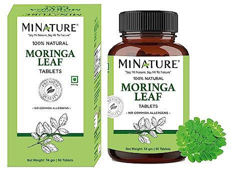 Moringa Leaf Tablets - 90 Tablets, 1000 mg| by mi Nature | 100% Natural Moringa| Antioxidant| Hydrating and detoxifying |Green superfood | from India