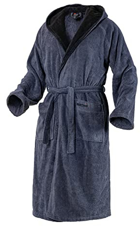 Mount Swiss Bademantel Damen Herren ARBON mit Kapuze aus edler Baumwolle I Morgenmantel flauschig I Frottee Farbe: anthrazit, Grösse: 5XL