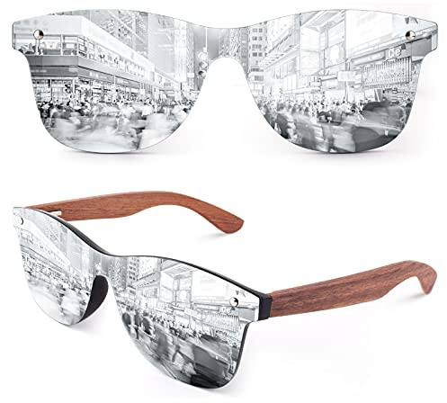 GQUEEN Sonnenbrille Holz Herren Damen Polarisierte Retro UV400 | Leicht,Verdrehfreies Design,Angeln,Autofahren,Reisen,Laufen,Golfen