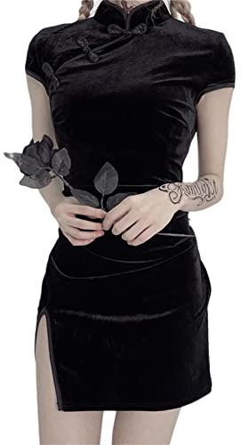 SINROYEE Women's Bodycon Cheongsam lingerie Slim Fit Mini Dress Modern Chinese Style Qipao Sexy Anime Cosplay (9-1, M)