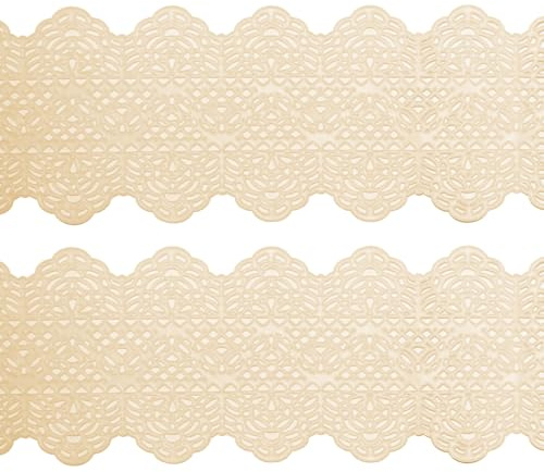 essbare Tortenspitze als filigrane Deko | 38x8cm fertige Zucker-Spitze | Spitzenrand weiß | fertiges Icing zum Gebrauch | Sweet Lace perlweiß mit cremeweißem Ton | Cake Company