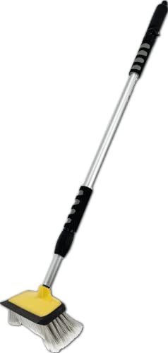 Brosse Lavage Voiture Télescopique jusqu'à 165 cm, Balai Brosse Télescopique Lavage, Lavage Optimal Brosse Douce, Manche résistant alu, Confort de Maintien, Gain de Temps avec la Raclette Intégrée