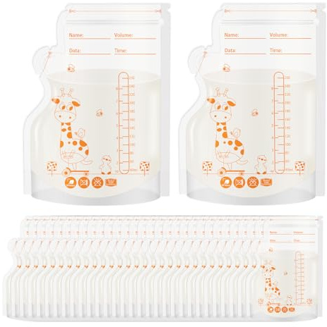 Aolso Breast Milk Storage Bags, 30PCS 250ml Store Flat or Standing Breast Milk Collection Pouches, Breast Milk Storage Bags Breastmilk for Fridge or Freezer, Maternity Breast Feeding Essentials