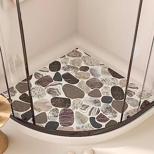 Dreieckige Duschmatte für Eckdusche, Komfortabel und Rutschfest, PVC-Luffa Badematte Halbrund Mit Ablauflöchern, Schnell Trocknend, B, 90x90cm (36x36inch)