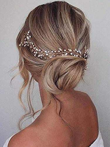 Cubahop Braut Hochzeit Haar Reben Braut Kristall Stirnband Strass Kopfstücke Haar Zubehör für Frauen und Mädchen (Silber)