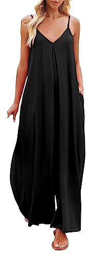 Fulidngzg Jumpsuit Donna Estiva Sportiva Morbida Curvy Jumpsuit Monospalla Elegante Salopette Gamba Larga Lunga Tuta Inter Casual Senza Maniche Tuta Intera Comode Taglie Forti