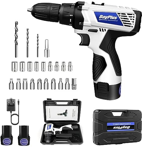 16.8V Akkuschrauber Set Akku-Bohrschrauber Akkubohrer mit 2×1,5Ah Akkus, LED Licht, 2 Geschwindigkeitsstufen, 25+1 Drehmomentstufen, 45Nm Akku Bohrmaschine Schrauber mit 26tlg Zubehör,Kit-Kasten