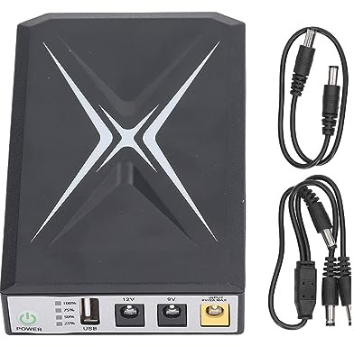 Candeon Mini UPS Sistema De Alimentación Ininterrumpida, 18W 10400mAh Mini SAI UPSBattery Backup Para Router, Módem, Cámara, Wifi, Entrada DC 9V 2A, salida USB 5V, DC 9V 12V 2A