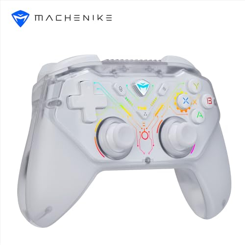 Machenike G3S Wireless PC Gaming Controller for Windows PC,Switch,Android,PC Controller With Dual Vibration Motors,Dual Connection Modes,LED Backlight,Plug and Play (White)