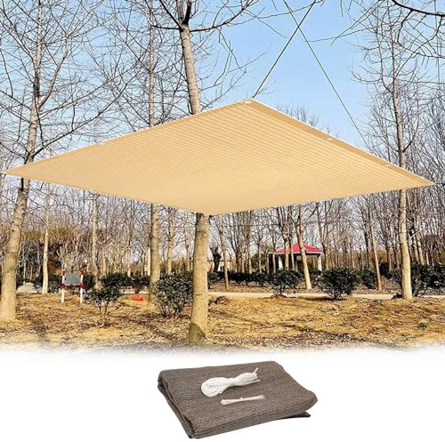 Sonnensegel Rechteckig 7 x 9 m Sonnenschutz Sonnensegel Nach Maß mit Ösen UV Schutz Wetterbeständig Ohne Bohren für Balkon Terrasse Garten, Sandgelb