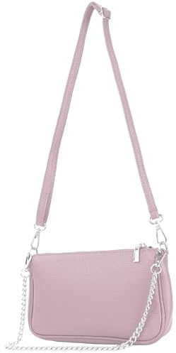 modamoda de - T237 - Bolso bandolera pequeño pequeño de piel italiana, Color lila., small