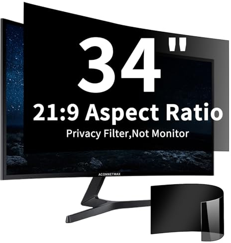 ACONETMAX 34 Inches Privacy Screen Filter for Curved 21:9 Ultrawide Monitor | Removable | Computer Privacy Shield | Anti Glare | Blue Light Filter | Eye Protection | Anti-Scratch Protector Film