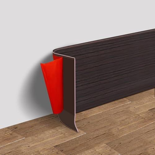 Rodapié flexible de PVC, 3 metros de moldura de zócalo, zócalo flexible para sala de estar, baño, cocina, piso, base de pared (marrón)