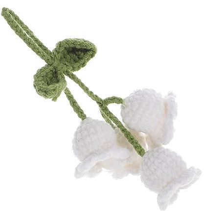 Ciieeo Small Crochet Flower Keychain Pendant Handcrafted White Lily Hanging Ornament Adorable Woolen Yarn Flower Decor for Bags and Car