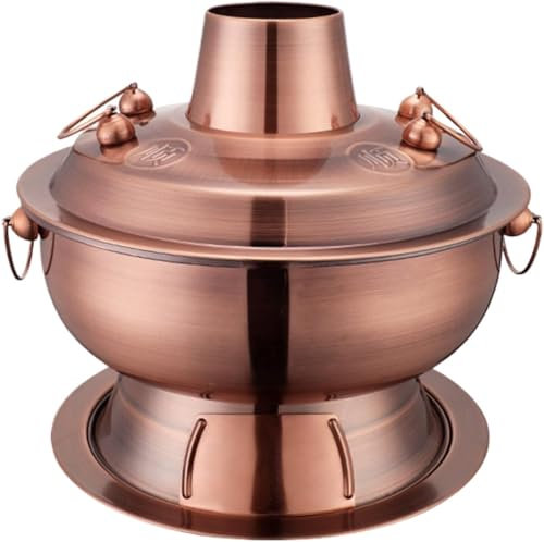 Hot Pot Soup Pot Hot Pot for Cooking Traditional Chinese Cooking Pot Vintage Copper Hot Pot Pan,Food Grade Stainless Steel Charcoal Shabu Hotpot Cooker Chinese Traditional Stew Pot Soup Pot Cookware