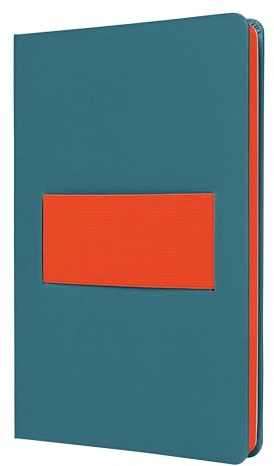 Sigel Linescape Notizbuch A5 liniert Hardcover mit Gummiband-Organiser | LS205, Mittelblau Neonorange mit nachhaltigem Papier und 176 Seiten