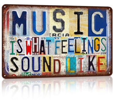 JBYMsign Vintage Music Room Wall Decor Inspirational Quotes Metal Sign Tin Signs Poster - Music Is What Feelings Sound Like