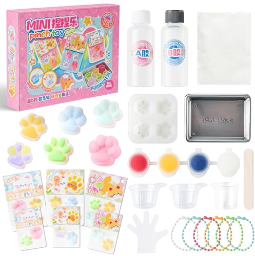 PANTIDE Flüssigsilikon Squishy Maker Set – DIY Silikon Gummi Bastelset Zum Herstellen Eigener Squishy Spielzeuge Stressabbau Fidget Toy Bastelset Für Kinder & Erwachsene Geburtstag Geschenk (36-TLG.)