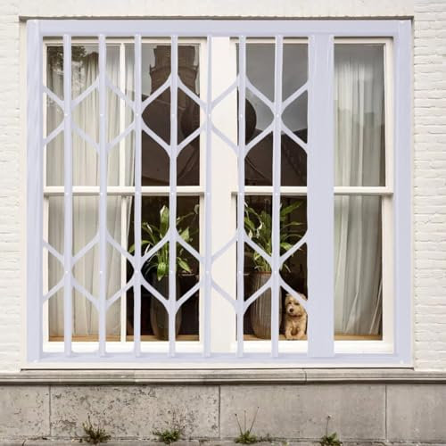 Fenstergitter Einbruchschutz Abschließbares Fenster-Klappgeländer für Den Außenbereich, 32 36 40 44 47 51 53 55 Zoll Breite Fenstergitter Geländer, Benutzerdefinierte Diebstahlsicherung Sicherheitszäu