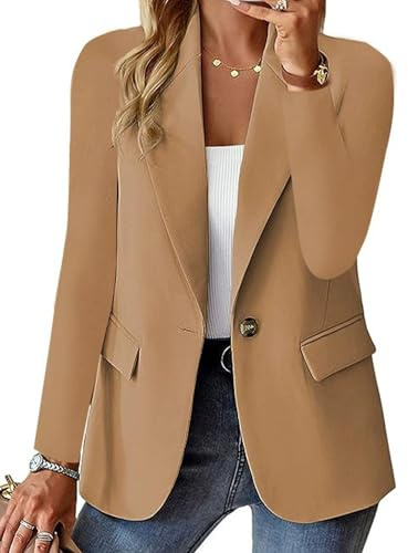Generico Blazer da Donna per Lavoro Casual, Blazer Aperto sul Davanti a Maniche Lunghe