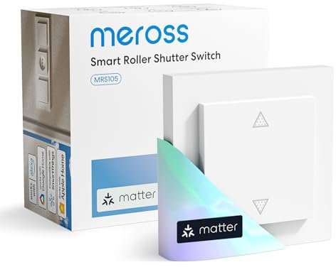 Meross Matte Smart Roller Shutter Switch WLAN for Blinds, Smart Home Roller Shutter Control Compatible with Alexa, Apple HomeKit and Google Home (Neutral Cable Required)