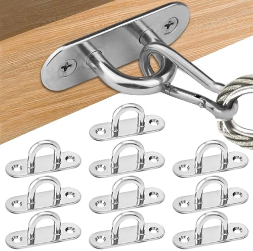 Noaxylic 10 Stück Augplatte, 304 Edelstahl Decksplatte, Ösenplatte, Deckenhaken, Sonnensegel Befestigung, für Allgemeine Aufbewahrung per Hängen, Schlüssel, Kochutensilien, Hängesessel Sonnensegel