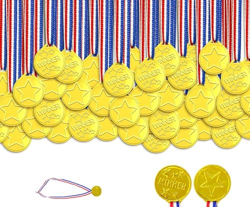 100 Pieces Medals for Children Winners Plastic Medals Awards for Sport Day