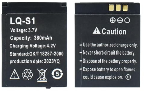 DEVMTO LQ S1 Lot de 2 piles pour montre intelligente 380 mAh 3,7 V Compatible avec montre intelligente DZ09 W8 Q18