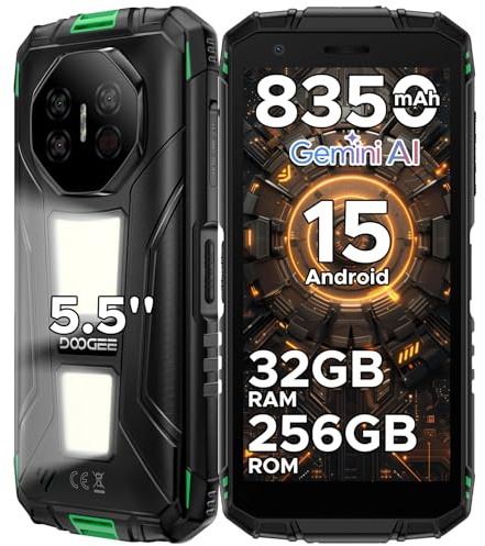 DOOGEE Fire 3 Max Android 15 Outdoor Handy Ohne Vertrag 256GB+32GB 8350mAh 1200LM Campingleuchten Outdoor Smartphone 5.5 IPS HD+ Display 48MP+8MP Widevine L1 Support/ IP68/ GPS/Fingerabdruck/NFC/OTG