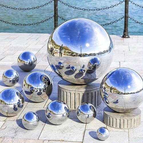 SLQM 10 pcs Edelstahl Gartenkugel, Spiegelkugel, für Terrassenteich Zinkwannen Solarbrunnen Garten, Garten Balkon Teiche Deko (32MM + 38MM + 42MM + 48MM + 51MM + 63MM + 76MM + 80MM + 89MM + 100MM)