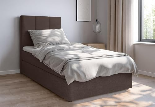 AXLIVING Boxbett Merea Boxspringbett Braun mit Bettkasten 80x200 cm