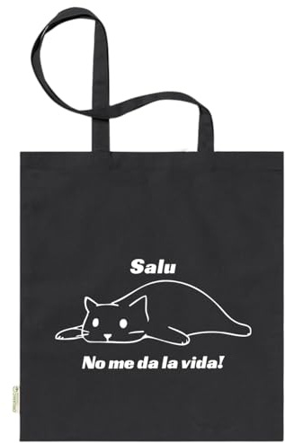 xulisimo Bolsa tote bag negra personalizada con asas largas de algodón 100% | Bolsa reutilizable y ligera para regalo, compras, eventos, detalles originales, Diseño frases