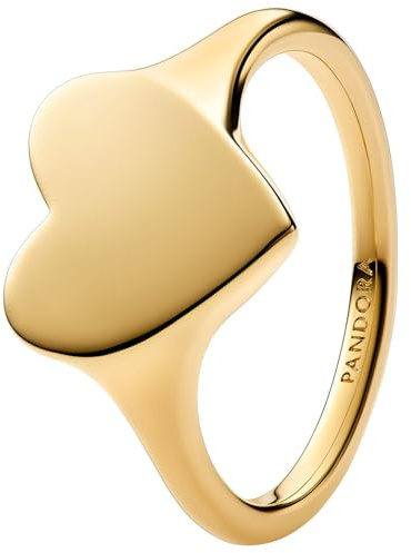 Engravable heart 14k gold-plated ring