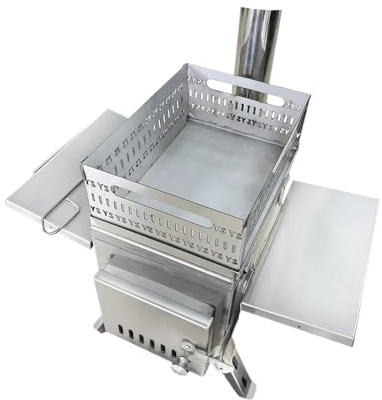 saunaofen Camping Klappholzkohle Brennholz Outdoor Angeln Heizung Herd Multifunktions Tragbare Sauna Zelt Öfen(Silver)