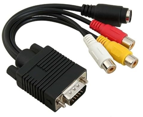 NUOBESTY Vga to S-video and Rca Adapter Converter Cable Copper PVC for Laptops Desktops with Vga Tv-out Function Compatible with Projector and Tv Connection